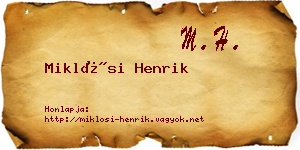 Miklósi Henrik névjegykártya